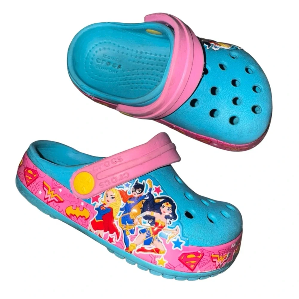 CROCS Kids' Superhero Water Shoes - Blue and Pink